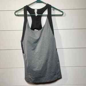 Champion Tank Top Womens Medium Gray Black Racerback Athletic Shirt Activewear